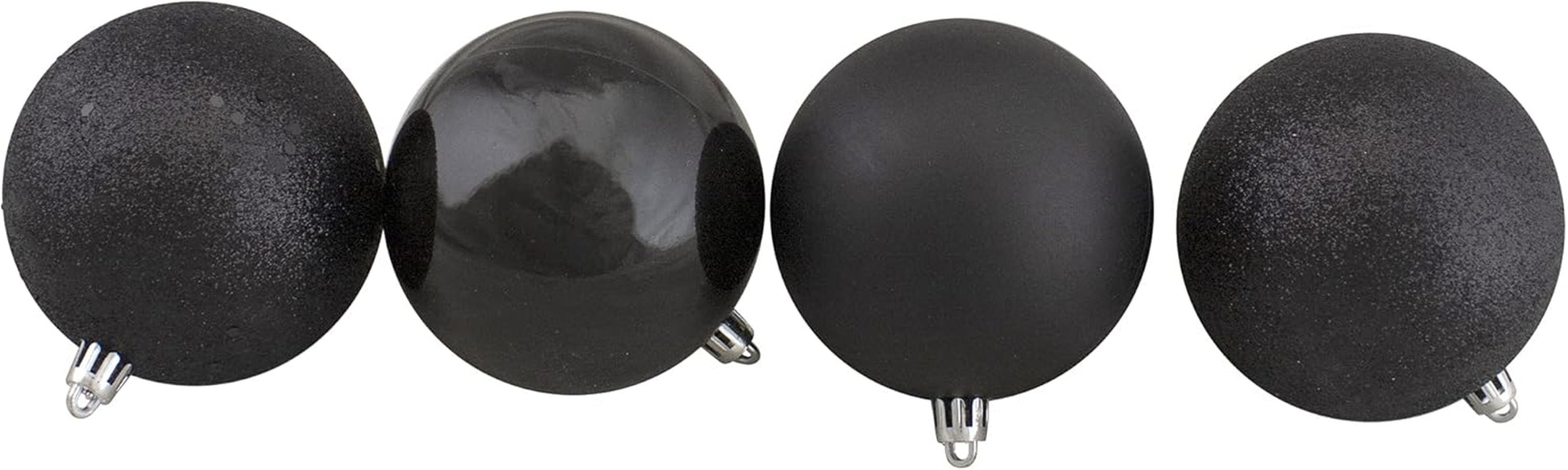 Shatterproof 4-Finish Christmas Ball Ornaments 3.25" (80Mm) - Jet Black - 32Ct