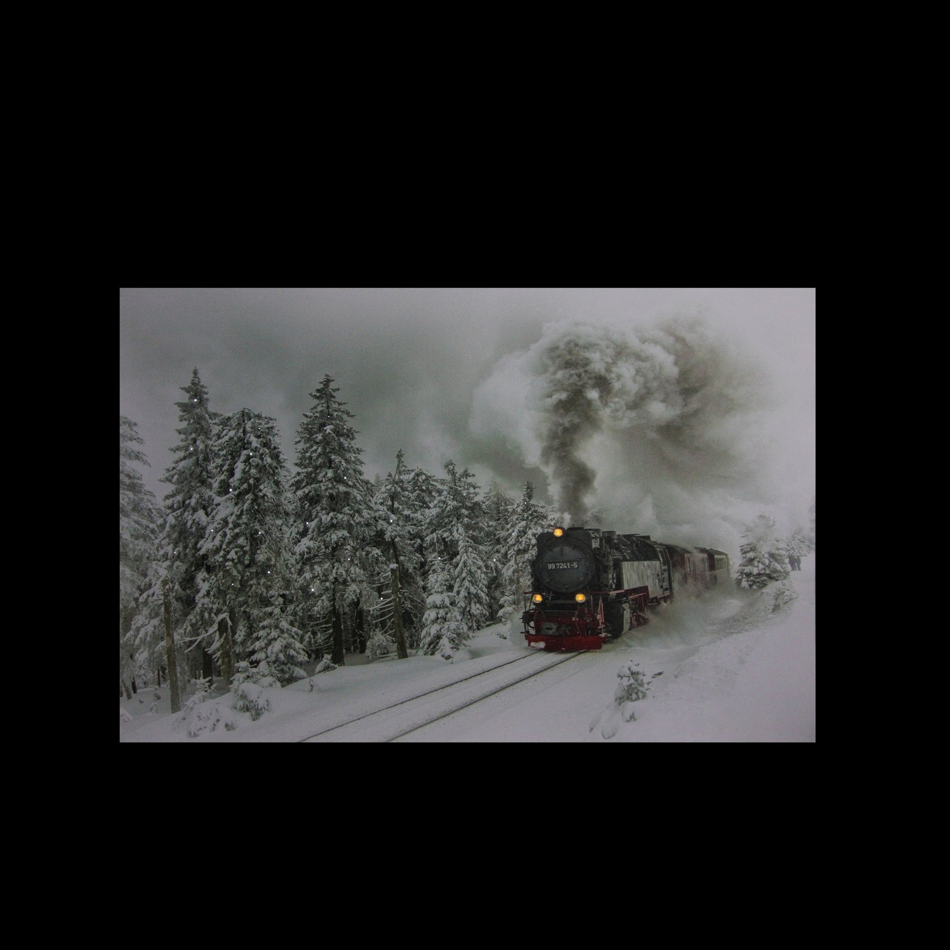 LED Lighted Winter Woods with Train Canvas Wall Art - 12" X 15.75"