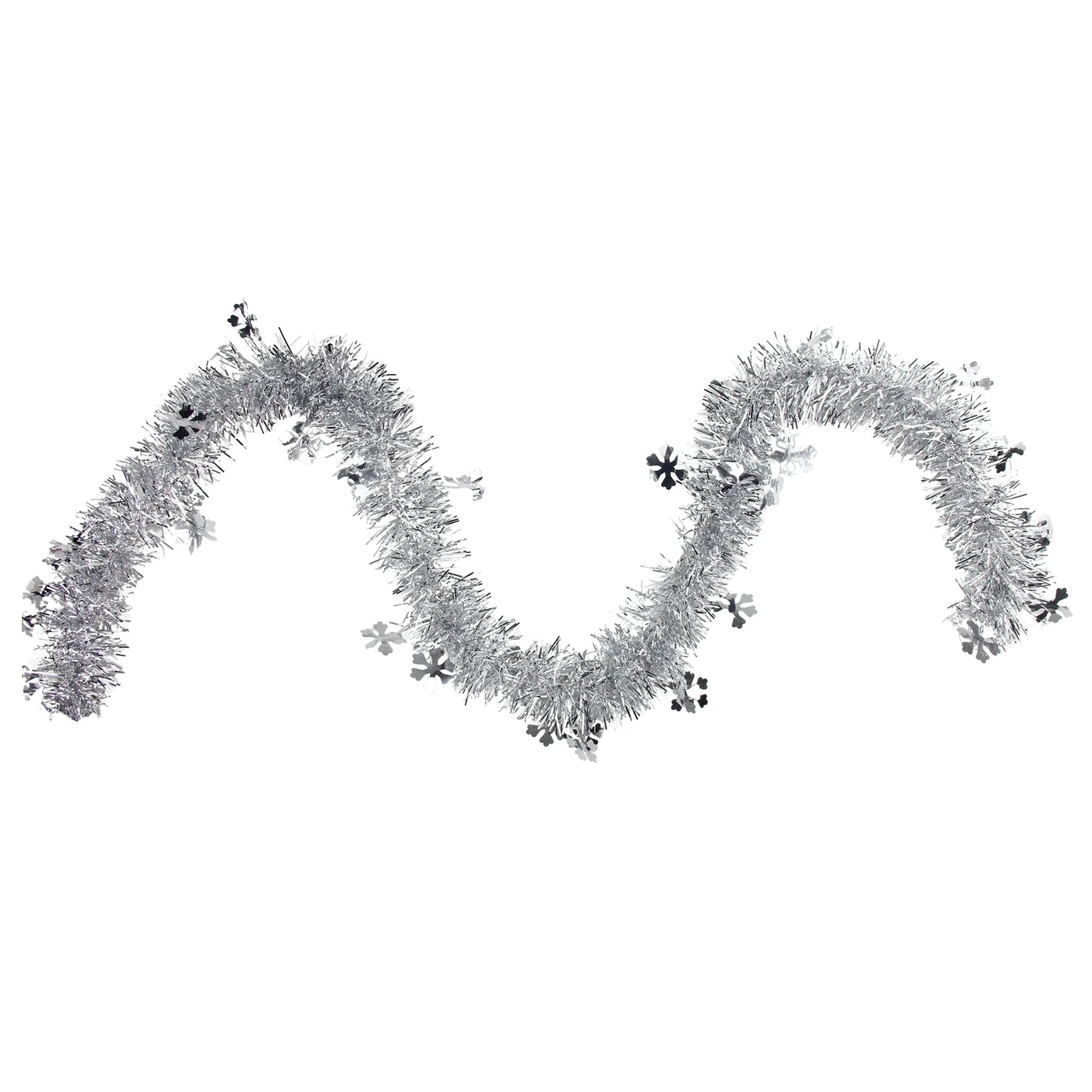 50' X 2.75" Unlit Silver and Shiny Snowflakes Tinsel Christmas Garland