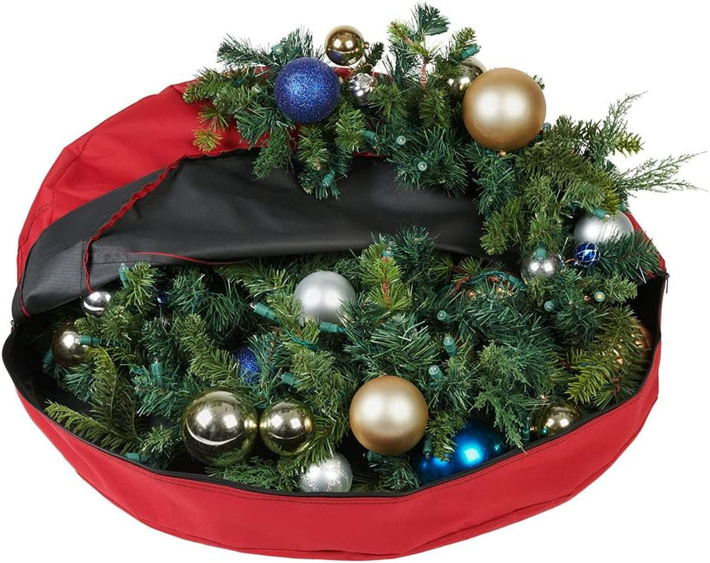 [30 Inch Wreath Storage Container] - for Christmas Wreath up to 30 Inches in Diameter | Bag Hooks Directly to Your Wire Wreath Frames to Prevent Sagging and Deformed Wreaths (30-Inch)
