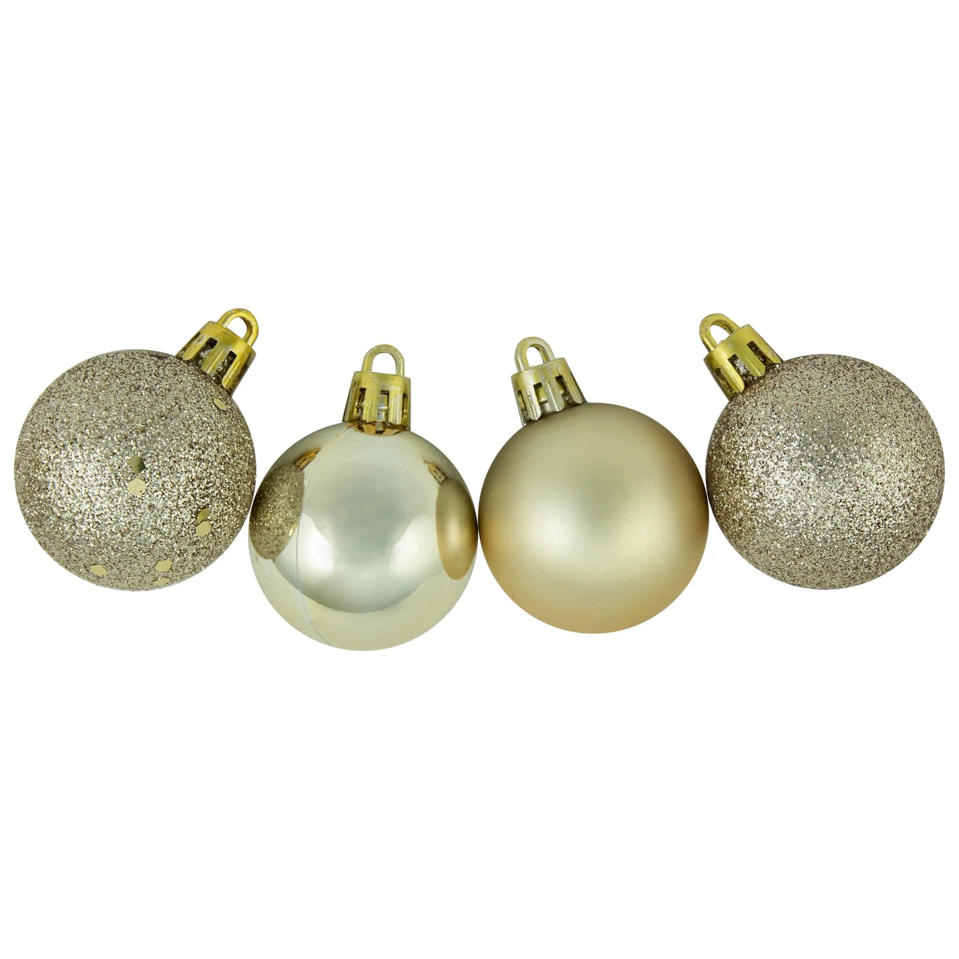 96Ct Champagne Gold Shatterproof 4-Finish Christmas Ball Ornaments 1.5" (40Mm)