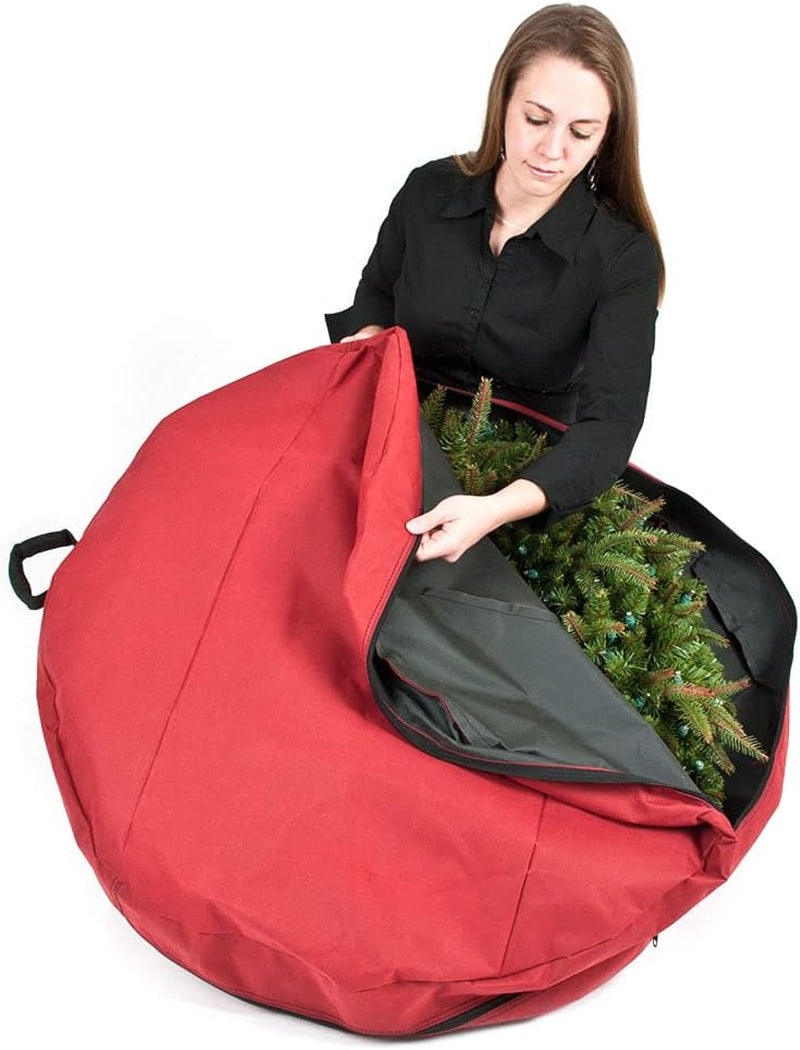 [30 Inch Wreath Storage Container] - for Christmas Wreath up to 30 Inches in Diameter | Bag Hooks Directly to Your Wire Wreath Frames to Prevent Sagging and Deformed Wreaths (30-Inch)