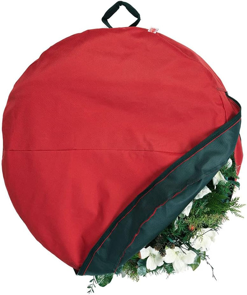 [30 Inch Wreath Storage Container] - for Christmas Wreath up to 30 Inches in Diameter | Bag Hooks Directly to Your Wire Wreath Frames to Prevent Sagging and Deformed Wreaths (30-Inch)