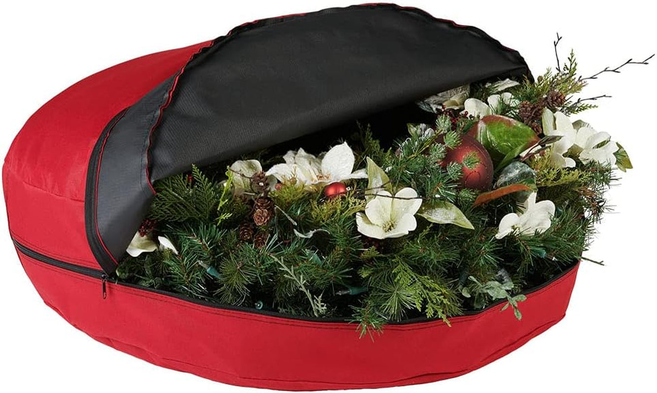 [30 Inch Wreath Storage Container] - for Christmas Wreath up to 30 Inches in Diameter | Bag Hooks Directly to Your Wire Wreath Frames to Prevent Sagging and Deformed Wreaths (30-Inch)