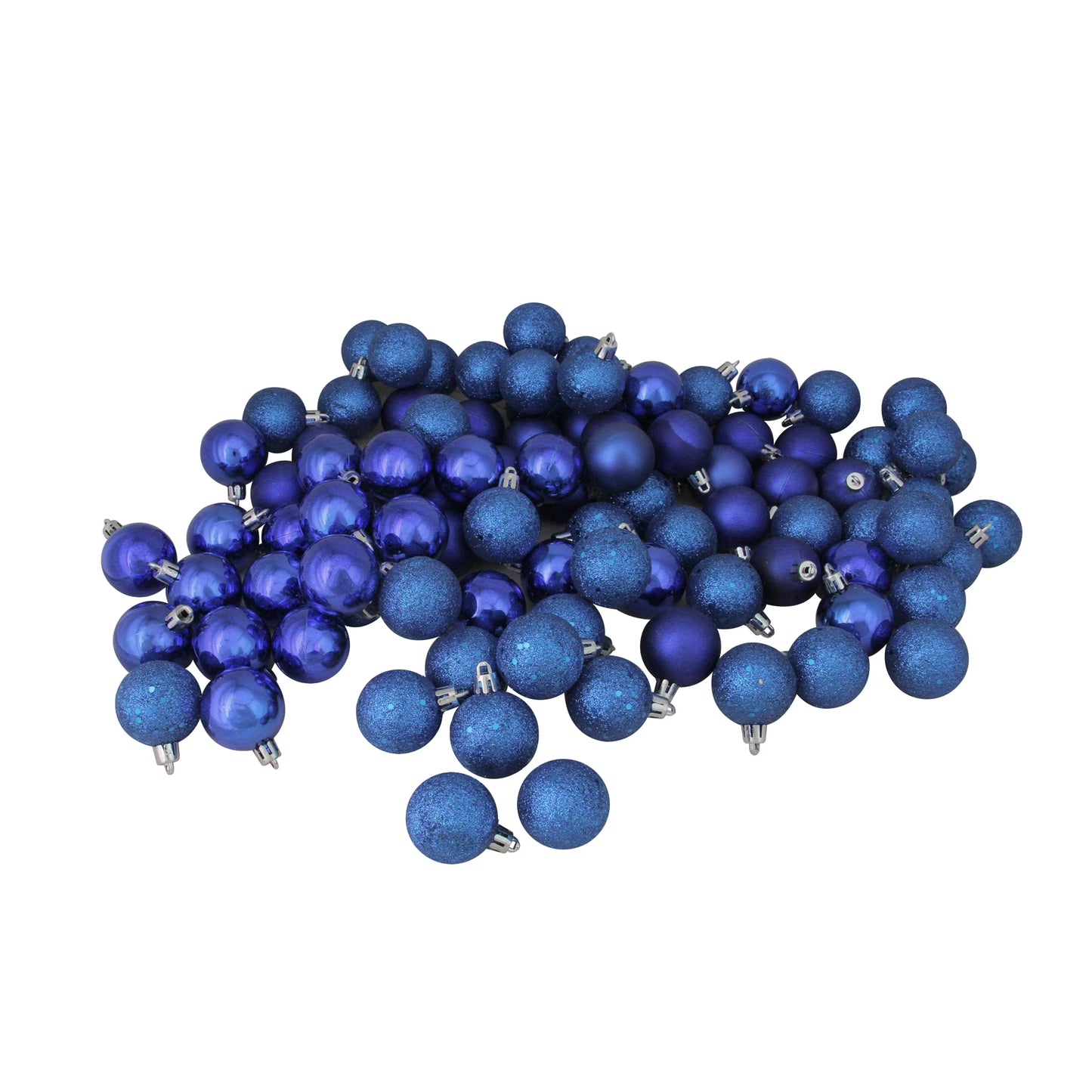 96Ct Royal Blue Shatterproof 4-Finish Christmas Ball Ornaments 1.5" (40Mm)