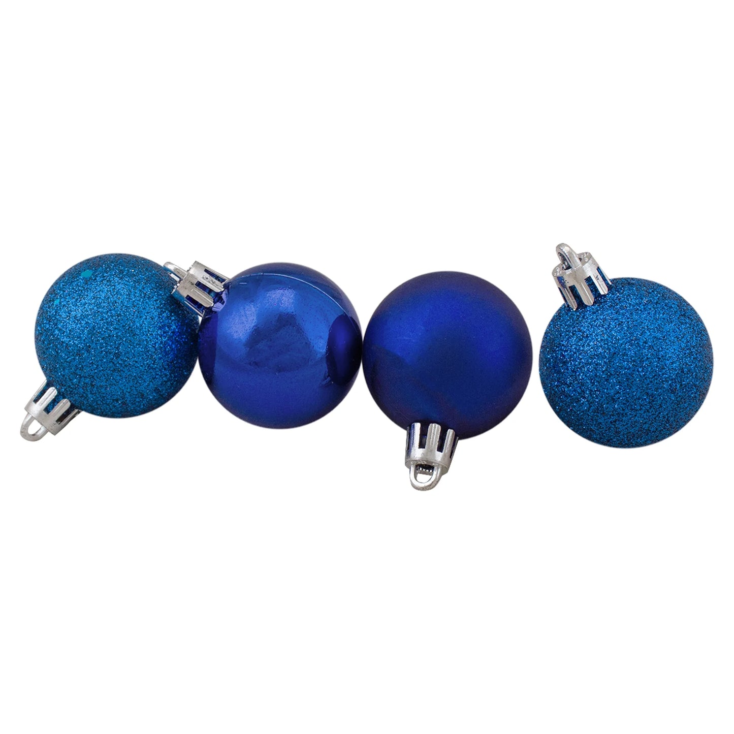 96Ct Royal Blue Shatterproof 4-Finish Christmas Ball Ornaments 1.5" (40Mm)