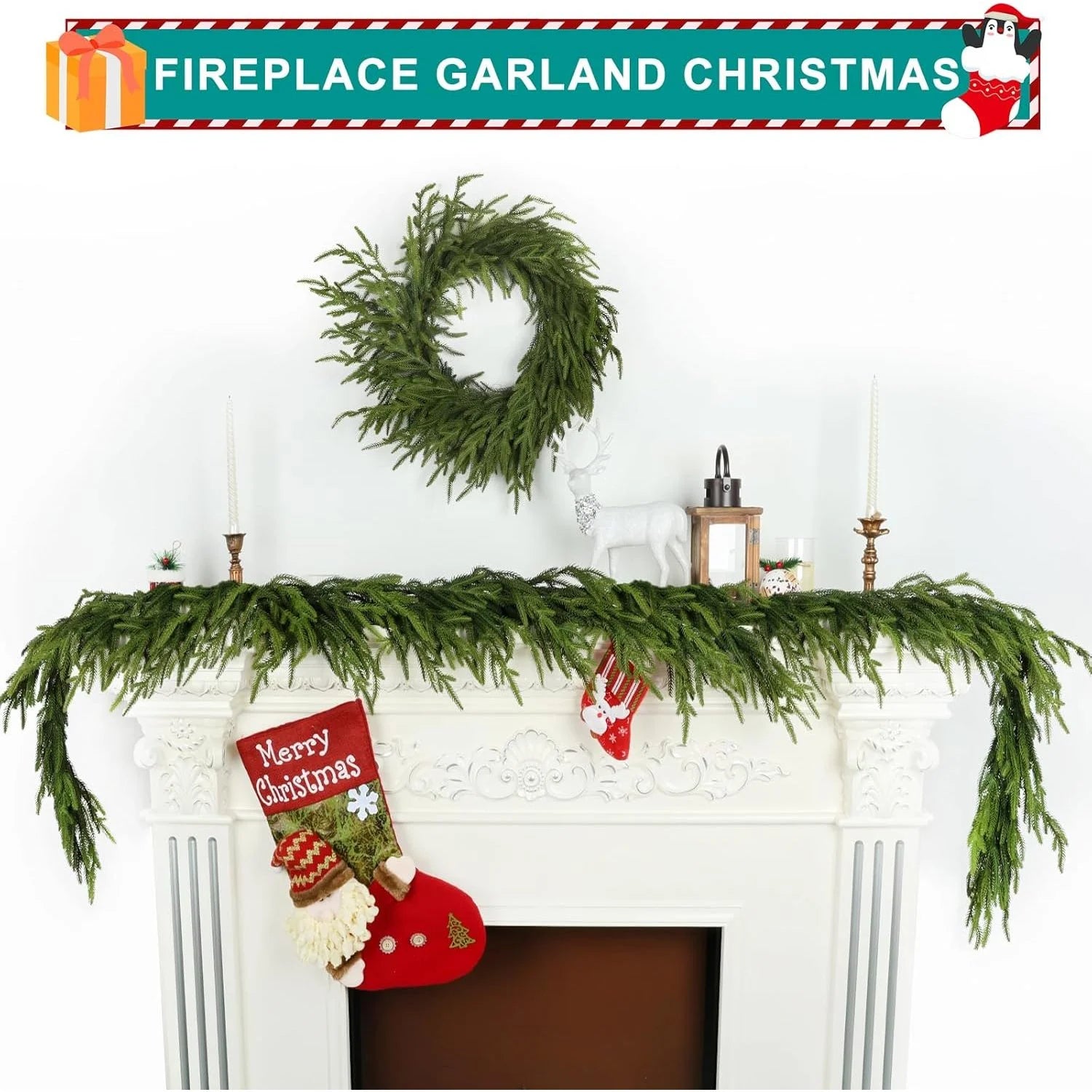 6 Ft Realistic Christmas Garland,Natural Droopy,Soft Bendable Garland Christmas Decorations, Lifelike Cedar Garland,Mantle Garland Christmas,Christmas Greenery Garland Thanksgiving Decorations Indoor